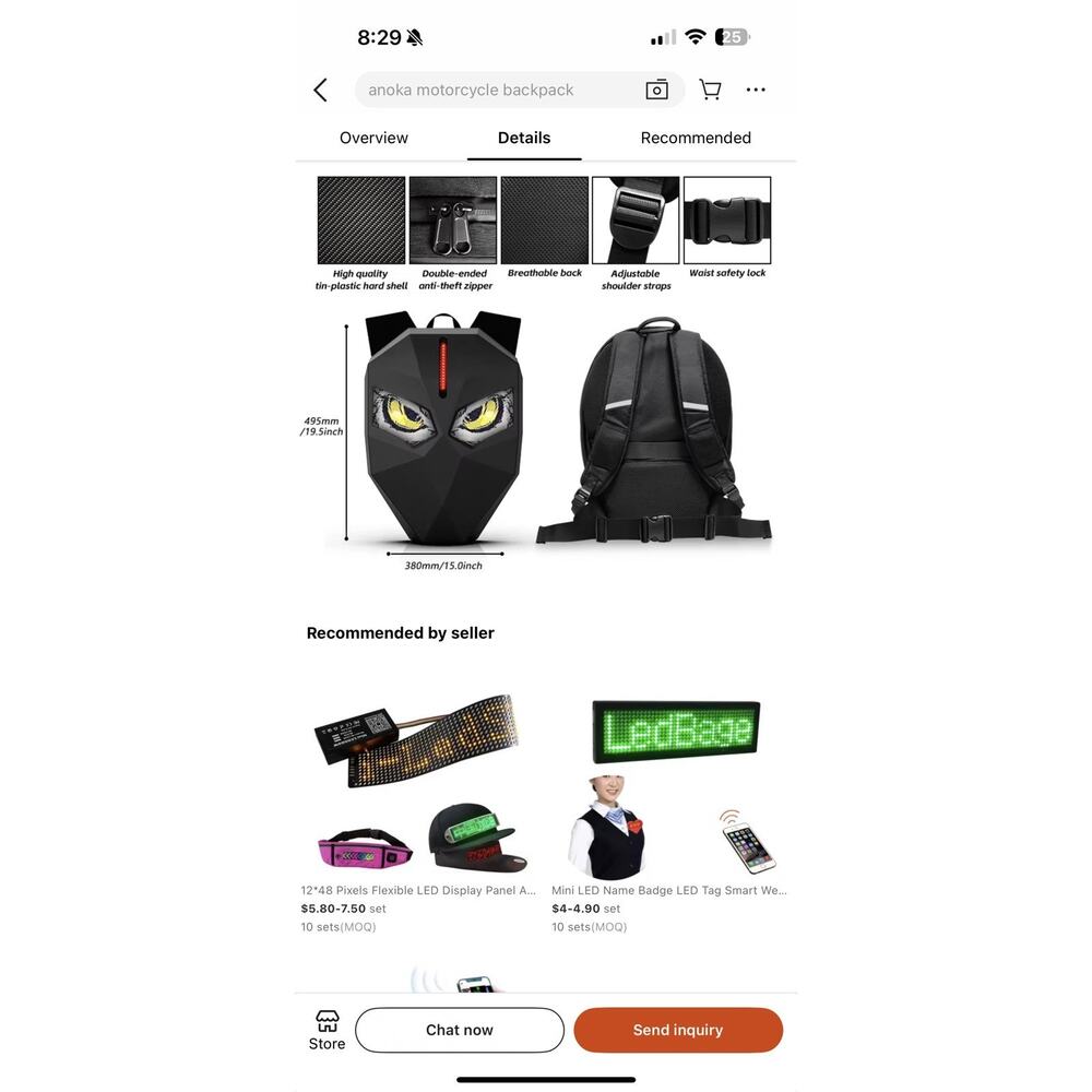 LED programmable hard case backpack - Picture 3 of 9